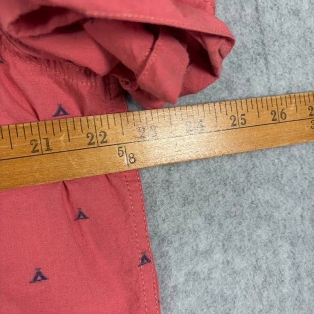 The North Face Button Front‎ Shirt Mens L Salmon Pink Geometric Teepee Print